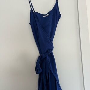 Reformation Navy Midi Wrap Dress